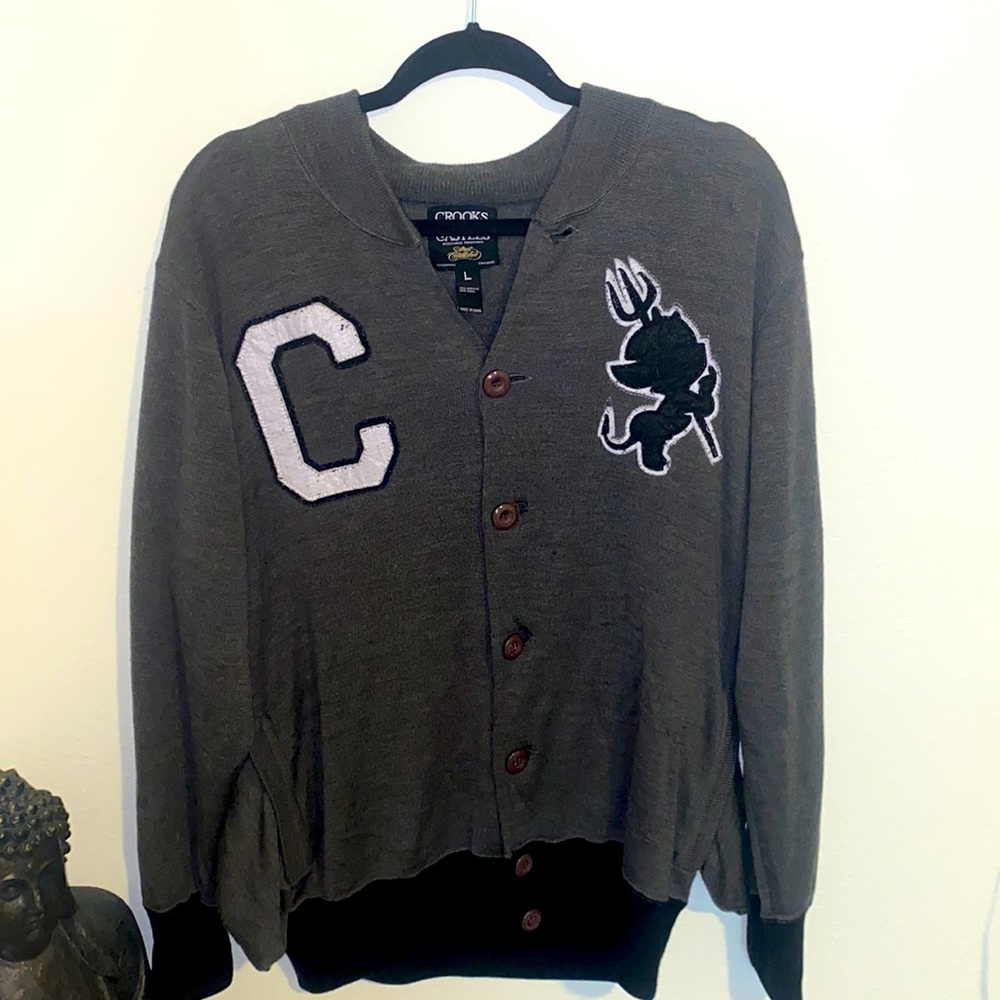 Crooks & Castles - Grey & Black Mascot Cardigan